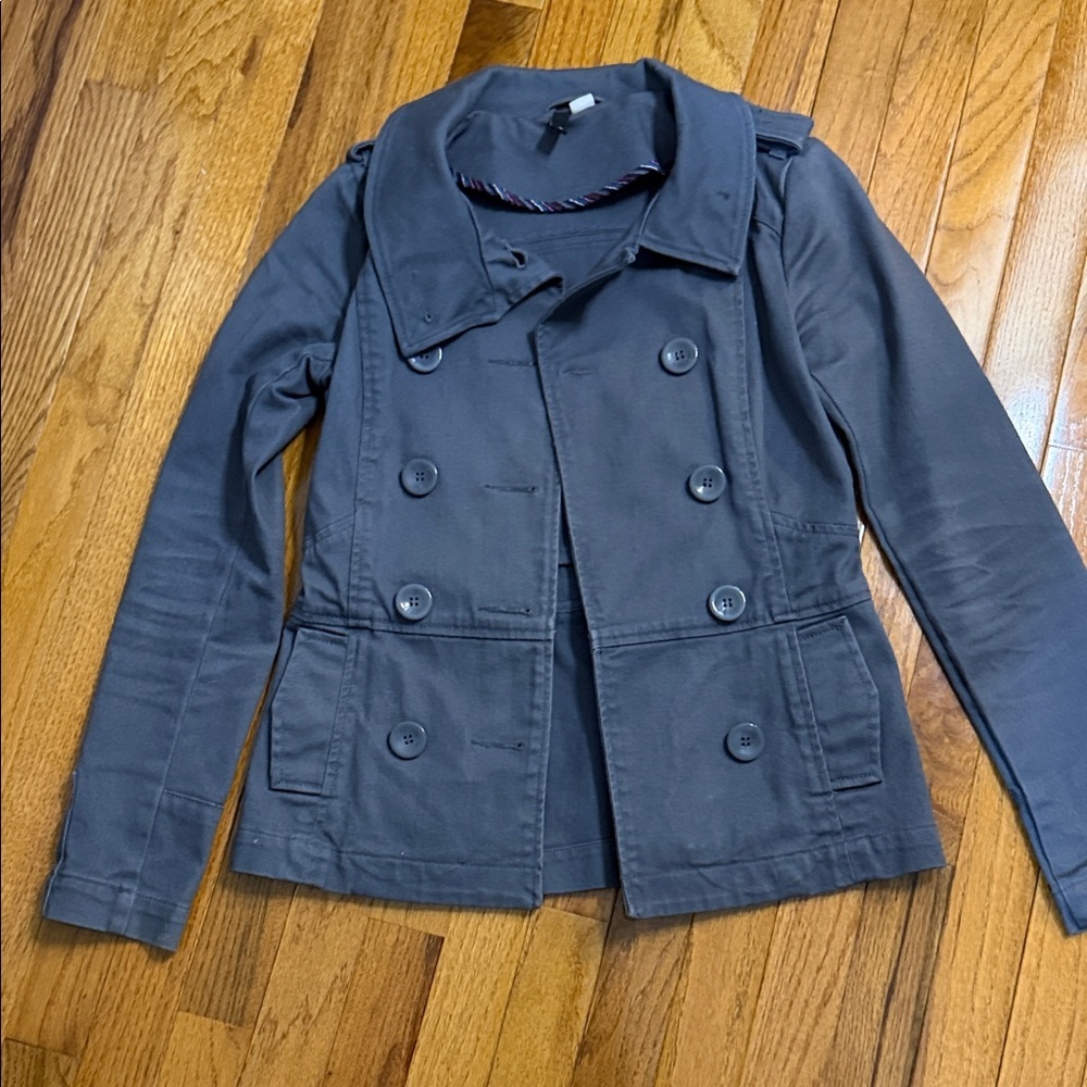 Divided Charcoal Double-Breasted Pea Coat